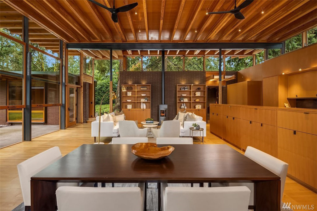 Modern wood and glass residence in Beaux Arts, Washington